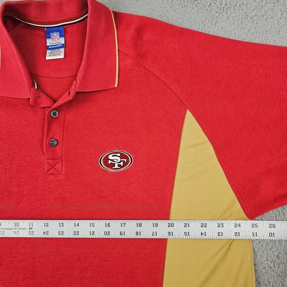 San Francisco 49ers Reebok Polo Shirt‎ Mens XL Red Gold NFL Short Sleeve - Picture 6 of 8
